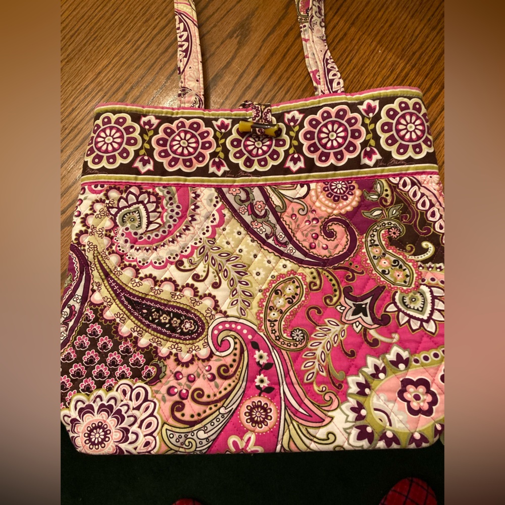 Vera Bradley Pink and Green Paisley Tote Bag